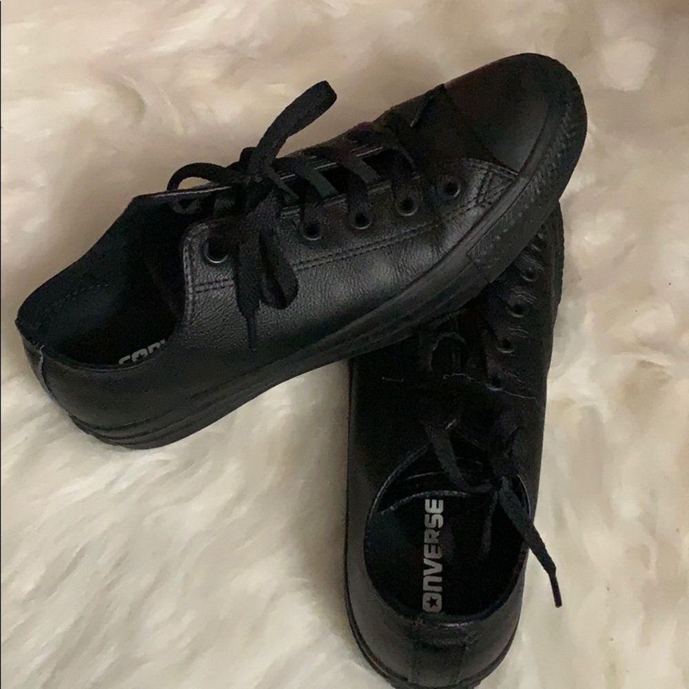 All black leather converse.